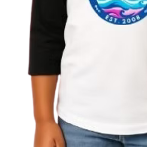 Girl's White and Black Baseball Shirt Casual Three Quarter Sleeve <b>Raglan</b> Tee Everyday Comfortable Lifestyle Clothing <b>Top</b> - Product Image 5
