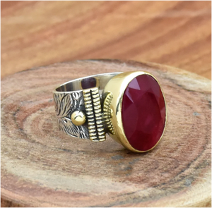 Anillo de Rubí Rojo al por Mayor, Plata de Ley 925, Hecho a Mano, Gema Natural, Estilo Boho Vintage, Joyería Personalizada para Boda, Unisex, para Fiesta - Product Image 3