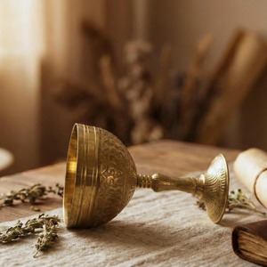 Handmade Brass <b>Goblet</b> With Embossed Vintage Design For Wedding Wine Serving Round Metal Cup - Product Image 5