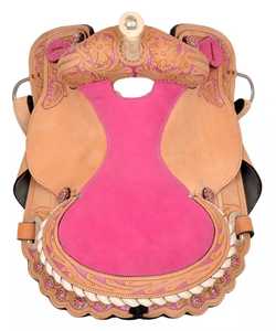 Selle de cheval en cuir Western 2026 avec décorations florales roses et ferrures en laiton pour usage équestre - Product Image 2