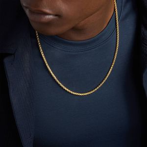 22" Semi-Solid Men's Round <b>Box</b> Chain in Yellow Gold - Product Image 4