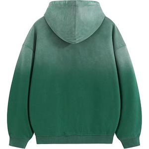 Sudadera con Capucha Degradado Verde Bosque, Estilo Vintage, con Efecto Desgastado, Dos Tonos, Personalizada - Product Image 2