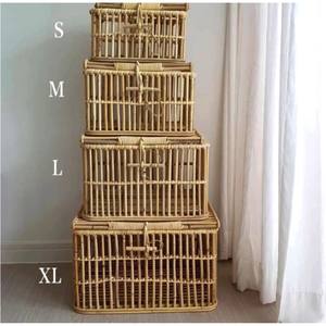 Panier de rangement en rotin tissé à la main avec couvercle, bac décoratif en osier pour l'organisation de la maison, panier rectangulaire en fibres naturelles durables - Product Image 4