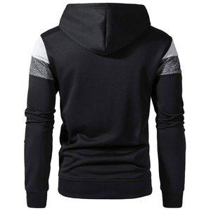 Sudadera con Capucha Negra de Punto para Hombre, Color Sólido, Teñido Liso, Ropa Casual - Product Image 3