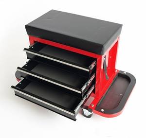 Caja de Herramientas con Ruedas y Asiento, 3 Cajones con Cojín Acolchado, Bandeja para Herramientas y Giro de 360 Grados °   Asiento Giratorio con Ruedas para Taller o Garaje GAPGAR034 - Product Image 1