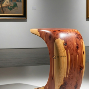 Table d'appoint ronde moderne en bois – Tabouret d'appoint en bois massif torsadé pour la décoration du salon - Product Image 2