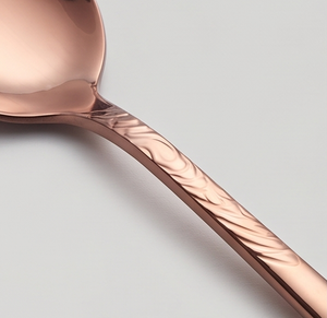 Ensemble de couverts plaqués or rose, cuillères, fourchettes, couteaux, couverts en métal, design moderne, résistant à la rouille, essentiels pour les dîners de mariage - Product Image 2