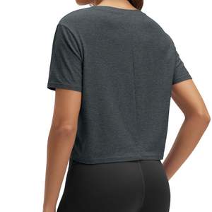 T-shirt court oversize pour femme, manches courtes, coupe décontractée, en coton, idéal pour la gym, personnalisable, fournisseur OEM en gros, vêtements de sport - Product Image 2