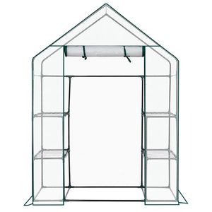 Mini Serra da Giardino 142x74x196 cm per Interni ed Esterni con 4 Ripiani, Copertura in Polietilene e Telaio in Legno per Giardinaggio - Product Image 3
