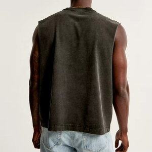 Camiseta sin mangas para hombre, estilo boxy, de secado rápido, de algodón acanalado, con logo personalizado, para deporte y gimnasio - Product Image 3