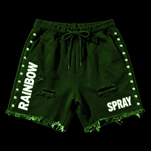 <b>Men</b> <b>Studded</b> Cotton Streetwear Shorts 220GSM High Street Elastic Waist Custom Logo Breathable Quick Dry Casual Shorts - Product Image 2