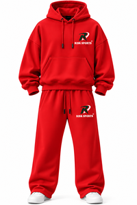 <b>Red</b> <b>Women</b> <b>Hoodie</b> and Sweatpants Set Loose Fit Jogger Tracksuit Casual Streetwear Sweatshirt Outfit 100% Cotton Autumn Winter ODM - Product Image 5