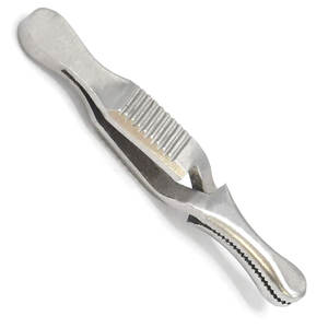 Pince micro-bulldog à pointe droite, mâchoires dentelées, 3 cm de long, instrument chirurgical, finition satinée, usage médical, vétérinaire et de laboratoire - Product Image 2