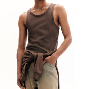 เสื้อกล้ามคอกลมแขนกุดถักลำลองสีพื้นสำหรับผู้ชายขนาดใหญ่พิเศษ - Product Image 2
