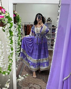 <b>Purple</b> Embroidered Abaya Floor Length Long Sleeve Neck Ethnic <b>Dress</b> Women Adults Pakistan Wedding Traditional Muslim Clothing - Product Image 5