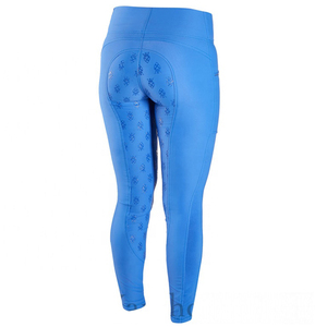 Leggings d'équitation taille haute pour femme, longueur intégrale, avec grip aux genoux, extensibles dans quatre directions, color block bleu - Product Image 3