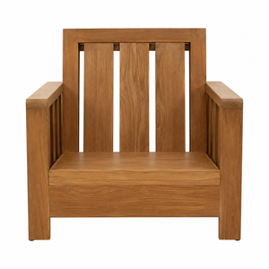 Chaise de jardin moderne en teck massif, durable, imperméable, confortable, écologique, design architectural à ailettes verticales, pour écoles et parcs - Product Image 2