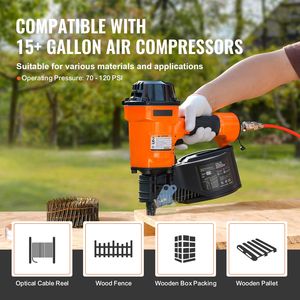 Clavadora Neumática para Revestimiento de Bobinas MCN70 de 1 3/4'' y 2 3/4'' con Ángulo de 15 Grados, Clavadora de Aire de 70-120 PSI para Embalaje de Palés - Product Image 6