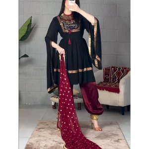 ชุดเดรสอัฟกานิสถานแบบดั้งเดิมสำหรับผู้หญิง คุณภาพสูง ราคาขายส่ง MOQ ต่ำ ปักลายแขนยาว ชุดอัฟกันคูชี มีจำหน่าย - Product Image 4