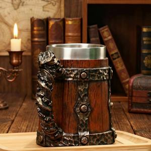 Taza de Madera Vikinga Religiosa Ecológica de Gran Venta con Asa Pulida para Café, Té, Cerveza, Estilo Ángel - Product Image 6
