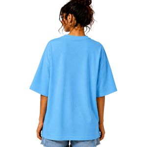 เสื้อยืดโอเวอร์ไซส์สีฟ้าพาสเทลลายดอกชบาแบบทรอปิคอลของเปอร์โตริโกสำหรับผู้หญิง พิมพ์ลายกราฟิก รับทำโลโก้ เสื้อยืดลำลองผ้าฝ้ายสำหรับฤดูร้อน ขายส่งแบบ OEM - Product Image 2