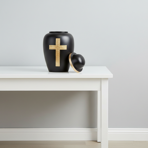 Urna Funeraria de Latón de Primera Calidad Personalizada para Cenizas Humanas, Elegante Urna Decorativa con Cruz para Conmemoración, Colores Personalizados - Product Image 3