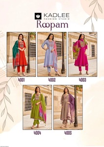 Mull chanderi Handwork & <b>Thread</b> Work Pakistani Style <b>Beads</b> and And Work Embroidered Kurta Set - Product Image 6