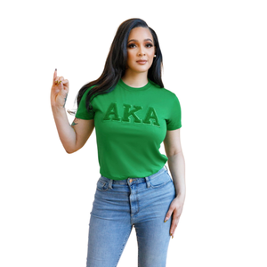 T-shirt en chenille vert uni pour femme, manches courtes, col rond, coton brodé, décontracté, tendance, avec motif graphique - Product Image 1