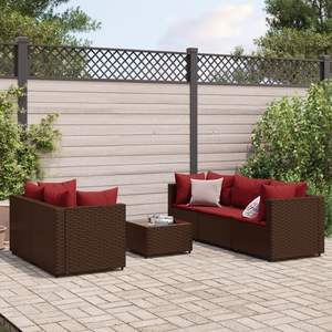 Juego de 5 Muebles de Jardín para Patio en Color Marrón y Rojo Canela - Product Image 1