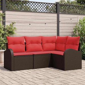 Set Divano da Giardino in Polyrattan Marrone a 4 Posti, Resistente alle Intemperie, Arredamento da Esterno dal Design Contemporaneo - Product Image 1