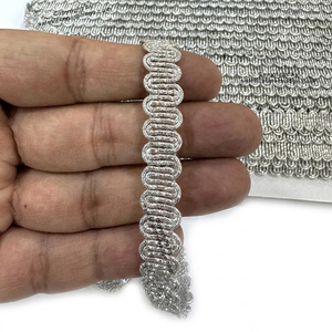 Silver Scroll Gimp <b>Braid</b> Lace With Metallic Thread For Ceremonial Uniforms Regalia Jackets Caps And Decorative Trimming - Product Image 1