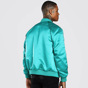 Hot Sale Casual Wear Fashion Apparel Streetwear Clothing Cut & Sew Supplier Satin Made Custom Embroidery Varsity Bomber <b>Jacket</b> - Product Image 3