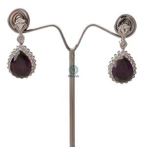 Rylie Lavender CZ Designer Fashion Drop Earrings - Product Image 5