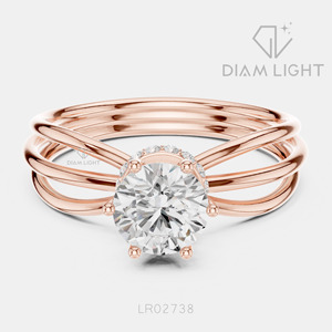 Bague de fiançailles en or blanc 14 carats avec diamant de laboratoire certifié IGI 0,80 carat, taille ronde, halo caché, bande pavée F+ VS+, cadeau de mariage - Product Image 3