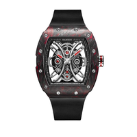 Reloj de lujo con logotipo OEM de 42 mm, reloj esqueleto de fibra de carbono, reloj automático para hombre, movimiento mecánico NH05, relojes con correa FKM