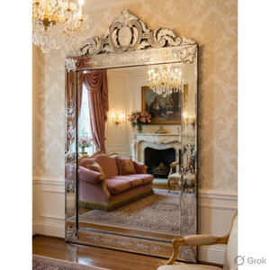 Miroir mural baroque vénitien de luxe | Miroir décoratif en verre de style antique avec cadre orné pour la décoration intérieure de la pièce, de l'hôtel et de la maison - Product Image 3