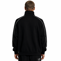 Veste de survêtement unisexe noire à capuche, coupe oversize, 100 % coton French Terry, tenue décontractée d'automne, impression numérique brodée