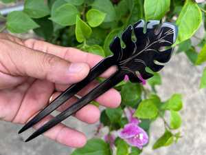 Épingle à cheveux en corne de buffle naturelle, bâtonnet à cheveux fait main, fourche décorative pour cheveux, accessoire capillaire traditionnel, épingle pour chignon, coiffure bohème - Product Image 1