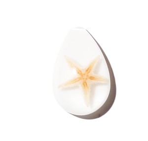 Starfish Real Specimen Plastic Cabochon Pear Shape Cut <b>Top</b> 33x22 mm White Flat Bottom for Crafts and Jewelry Making - Product Image 3