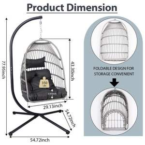 Soporte para silla de huevo para interior y exterior, Columpio de ratán para Patio, cesta colgante de mimbre, marco de silla para dormitorio, sala de estar, balcón - Product Image 2