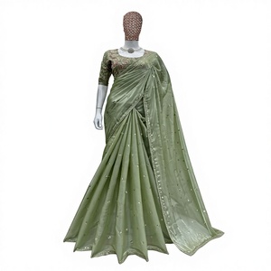 ผ้าส่าหรีดีไซน์เนอร์ Pure Soft Jimmy Chu แบบแฟนซี ปักลาย งานทอประณีต น้ำหนักเบา สำหรับผู้หญิง สามารถปรับแต่งได้ เหมาะสำหรับงานแต่งงาน งานเลี้ยง สไตล์อินเดีย - Product Image 1