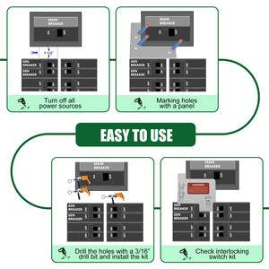 Kit de Bloqueo de Generador para Paneles de 150 o 200 Amperios, Espaciado de 1 1/2 Pulgadas Entre el Interruptor Principal y el de Ramificación (EAT-CH200A) - Product Image 4