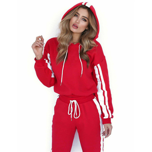 Women <b>Pink</b> Striped <b>Tracksuit</b> Set Full Sleeve Quarter-Zip Sporty Casual Wear With Side Pockets Regular Fit Autumn Season - Product Image 4