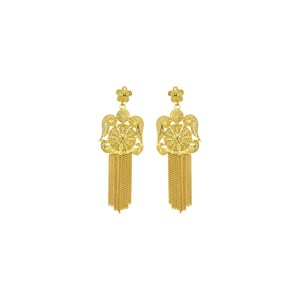 Juego de Joyería Largo Chapado en Oro de 14K, 18K, 24K al por Mayor, Estilo Turco Tradicional de Dubái, con Pendientes de Flecos y Anillo Grande de Destaque - Product Image 4