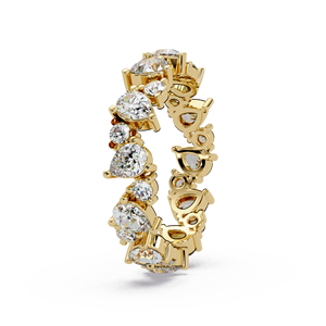 Anillos de eternidad de diamantes cultivados en laboratorio con corte redondo en racimo, de oro puro de 14K, para mujer, anillos de boda y aniversario, venta al por mayor - Product Image 2