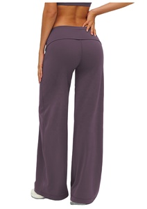High Stretch Wide Leg Workout Yoga Pants for Women's Wholesale Yoga Pants Women's Solid Color Straight Leg Yoga Pants - Product Image 5