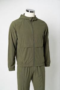 Mens Olive Green Hooded Windbreaker Tracksuit Lightweight <b>Zip</b> <b>Up</b> <b>Jacket</b> and Jogger Set Waterproof Outdoor Sportswear - Product Image 2
