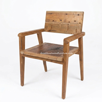 DIVADI Chaise de salle à manger rustique artisanale durable avec accoudoirs et dossier en bois de bateau récupéré, écologique, mobilier antique pour maison, villa, hôtel