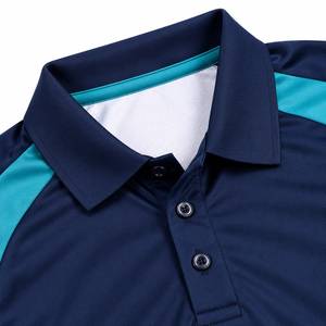 Men's <b>Navy</b> <b>Blue</b> Sporty <b>Polo</b> <b>Shirt</b> Short Sleeve Color Blocked Quick Dry Knitted Fabric Regular Fit Golf <b>Polo</b> For Men - Product Image 4