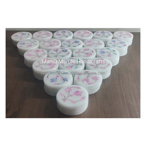 คอลเลกชันที่ดีที่สุดของอินเดียที่มีทักษะในการใช้กระจกฝังหินอ่อนที่มีรูปแบบการทำงานไม้ถูพื้นทรงกลมสำหรับตกแต่งบ้านของขวัญทางศาสนารายการ - Product Image 3